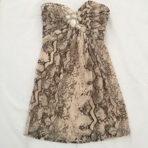 H&M Snake Print Laced Strapless Mini Dress
